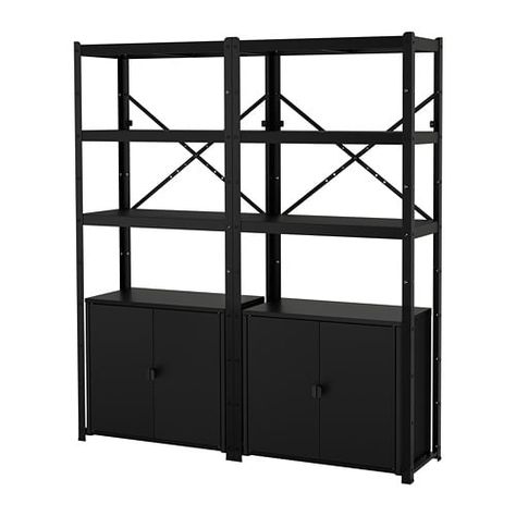 BROR Shelving unit with cabinets - IKEA Bror Ikea, Ikea Bror, Cabinets Ikea, Ikea Inspiration, Pine Plywood, Regal Design, Beautiful Storage, Storage Places, Ikea Family