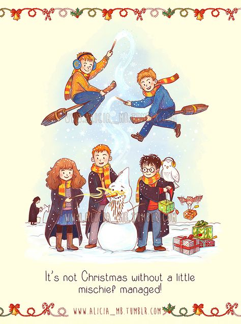 Classe Harry Potter, Xmas Wallpaper, Harry Potter Drawings, Harry Potter Christmas, Owl Family, Harry Potter Love, Wizarding World Of Harry Potter, Harry Potter Fan Art, Mischief Managed