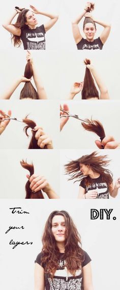 How-To Hair Girl | Fail-proof DIY haircut alert: Trim your own layers! Diy Hair Trim, Ponytail Haircut, Diy Ponytail, Cut Own Hair, Hair Illustration, How To Cut Your Own Hair, Diy Haircut, Hair Trim, Long Layered Haircuts