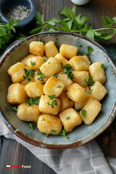 Kopytka, are traditional soft and chewy Polish Potato Dumplings. Make you own Polish Kopytka with this simple and quick recipe! Bacon Fried Cabbage, Pierogi Recipe, Potato Dumplings, Cabbage And Bacon, Polish Food, Potato Bread, Gnocchi Recipes, Tomato Soup Recipes, Polish Recipes