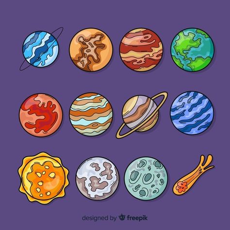 Milky Way Planets, Planet Vector, Planet Drawing, Preschool Decor, Space Icons, Planet For Kids, Space Drawings, Instagram Editing Apps, Doodle Style