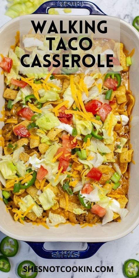 Walking Taco Casserole, Walking Taco, Walking Tacos, Taco Casserole, Beef Casserole Recipes, Ground Beef Recipes For Dinner, Mexican Food Recipes Easy, Recipes For Dinner, Beef Casserole