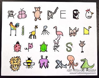 Creative Letter Drawings (1st) - Art with Mrs. Nguyen Letter Drawings, Doodle Art Name, Alphabet Journal, Letter Drawing, Classroom Observation, Alphabet Drawing, Drawing Activity, Name Drawings, Number Drawing