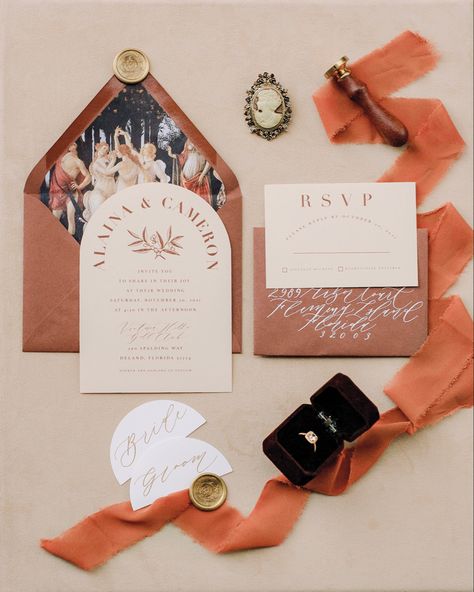 Terra Cotta Wedding, Wedding Details Unique, Invitation Design Inspiration, Deland Florida, Invitation Suite Wedding, Wedding Details Photography, Custom Wedding Stationery, Minimalist Wedding Invitations, Peach Wedding