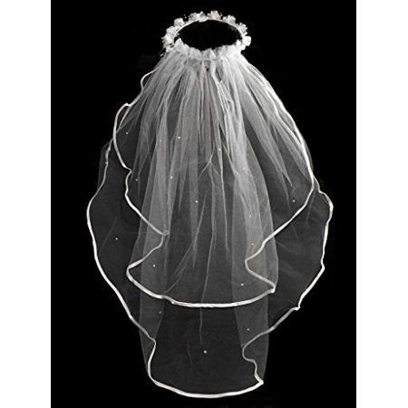 This Beautiful Veil is perfect addition for first communion, Cathedral, bridesmaids, Bride and other special events. It is made of high quality material and extricate details Size: Sold by piece.  Color: White. Tulle Headpiece, Flower Crown Veil, Veil Diy, Communion Wedding, First Communion Veils, Communion Veils, White Veil, White Veils, Beautiful Veil