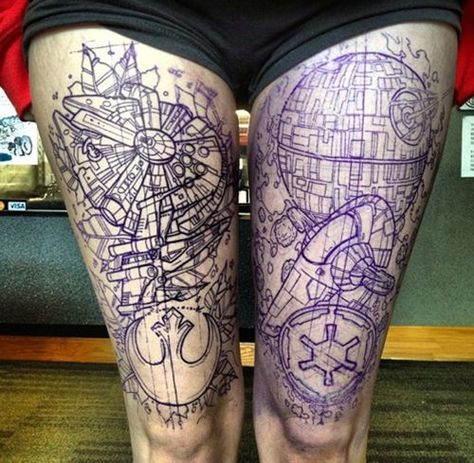 21 best images about Blueprint on Pinterest | Technical ... Millennium Falcon Tattoo, Falcon Tattoo, Cute Thigh Tattoos, Girl Thigh Tattoos, Omerta Tattoo, Geek Tattoo, Muster Tattoos, Star Wars Tattoo, Tattoo Girl