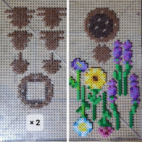 Perler hama melty beads 3d Perler Bead Flower Patterns, Flower Perler Beads, Perler Bead Flower, Pot Flowers, Easy Perler Beads Ideas, Beads Patterns, 3d Perler Bead, Perler Art, Bead Flower