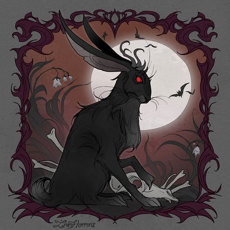 Hare Skull, Rabbit Creature Design, Rabbit Monster, Horror Rabbit, Fantasy Rabbit Creature, Rabbit Aesthetic Dark, Spooky Rabbit, Rabbit Monster Art, Creepy Rabbit Art