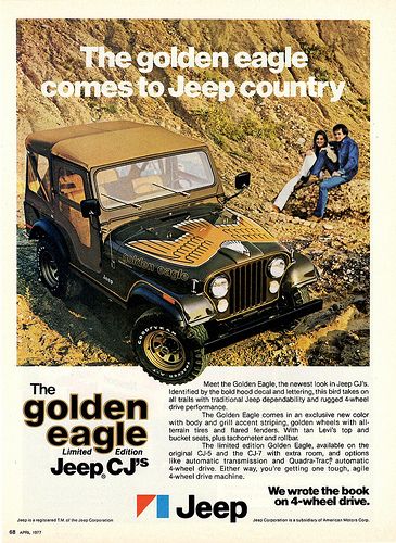 golden eagle jeep - Google Search Jeep Golden Eagle, Cj Jeep, Classic Jeeps, Vintage Jeep, Automobile Advertising, Old Jeep, Jeep Cj7, Jeep Cj5, Jeep Rubicon