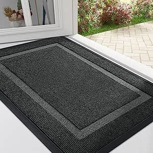 OLANLY Front Door Mat Indoor Outdoor Entrance, Waterproof All-Season, All-Weather Doormat, Durable Natural Rubber, Fade Resistant, Low Profile, Easy Clean Patio Porch Entryway Mat, 29.5x17, Black Front Door Mat Indoor, Front Door Rugs, Clean Patio, Door Mat Indoor, Outdoor Entrance, Front Door Mat, Entryway Mats, Front Door Mats, Store Ideas