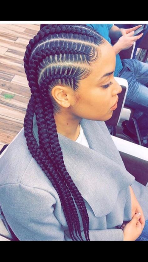 Cornrows And Twists, Hairextensions Hairstyles, Goddess Braid Styles, Long Cornrows, Feedin Braids, Trendy We Fryzurach, New Natural Hairstyles, Unique Braids, Cornrows Styles