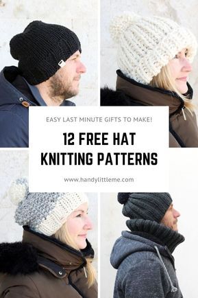 Free Hat Knitting Patterns, Messy Bun Hat Pattern, Winter Knitting Patterns, Easy Knit Hat, Winter Knitting, Beginner Knitting, Handmade Gift Ideas, Hat Patterns Free, Chunky Hat