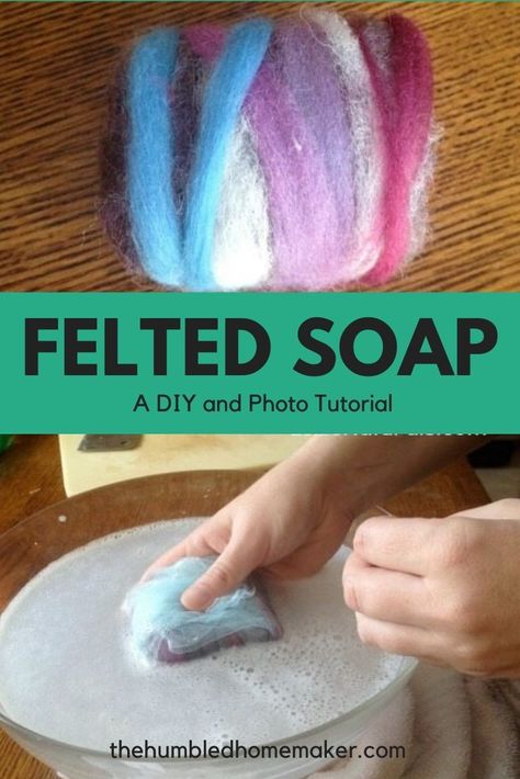 I love learning how to do and make things myself. This felted soap DIY is so simple and fun to make. The completed project makes a great gift for the special people in your life! Diy Felted Soap, Needle Felting Soap Tutorials, Felting Soap Tutorial, Felted Soap How To Make, Diy Wet Felting, Felted Wool Crafts Projects Old Sweater, Needle Felted Soap, Wet Felted Vessels, Felted Soap Designs