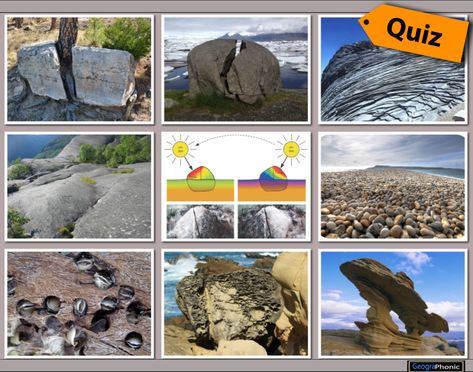 Can you name the types of physical weathering processes that you see on the pictures? Can you name the types of mechanical weathering processes that you see on the pictures? wind abrasion water abrasion glacial abrasion frost wedging exfoliation thermal expansion root wedging salt crystallization Biological Activity/Root Wedging Mechanical Weathering, Percentage Of Water On Earth, Physical Weathering Of Rocks, Physical Weathering, Mechanical Properties Of Fluids, Water Quality Parameters, Longitudinal Waves Physics, Thermal Expansion, Geology