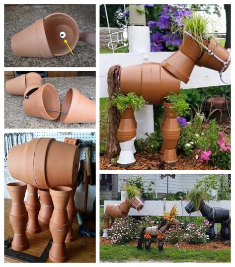 DIY Flower Clay Pot Horse Gardening Planters Tutorial Terra Cotta Pot Crafts Diy, Clay Pot Projects, Flower Pot People, Terra Cotta Clay Pots, Horse Flowers, Clay Pot People, Garden Planters Pots, Flower Clay, Flower Pot Art