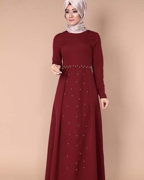 Gamis Maroon Hijab, Maroon Hijab, Kebaya Lamaran, Merah Maroon, Moslem Fashion, Dark Red Dresses, Model Gamis, Kebaya Dress, Dresses 2020