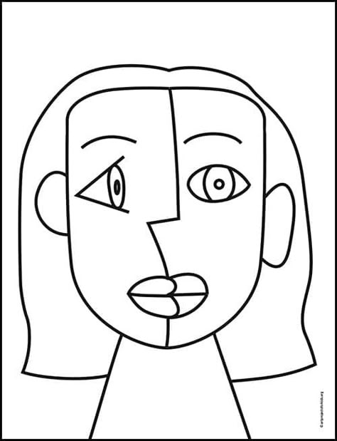 Easy How to Draw a Cubism Portrait Tutorial and Cubism Portrait Coloring Page · Art Projects for Kids Cubism Portrait, Paintings For Kids, Picasso Cubism, Art Coloring Pages, Art Movements, Cubism Art, Picasso Art, Famous Paintings, Elementary Art Projects