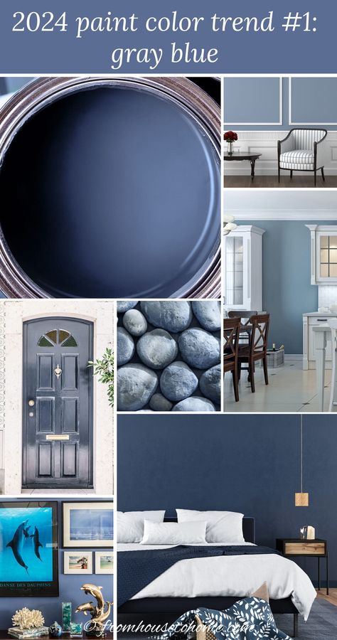 collage of gray blue items representing 2024 paint color trends Sherwin Williams Blue, Paint Color Trends, Most Popular Paint Colors, Blue Gray Paint Colors, Blue Gray Paint, Trending Paint Colors, Popular Paint Colors, Sherwin Williams Colors, Blue Paint Colors