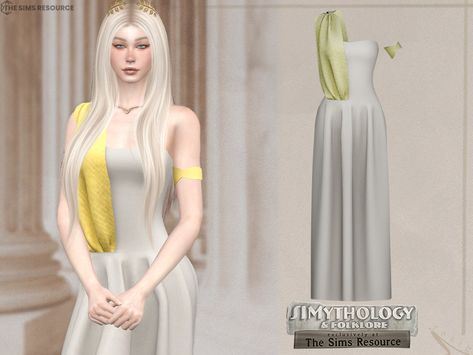 The Sims Resource - Simythology Rhea Dress Greek Cc Sims 4, Sims 4 Goddess Dress, Sims 4 Greek Mythology Cc, Sims 4 Ancient Greek Cc, Sims 4 Cc Greek Goddess Dress, Sims Wardrobe, Mods Ts4, Greek Goddess Dress, Venus Dresses