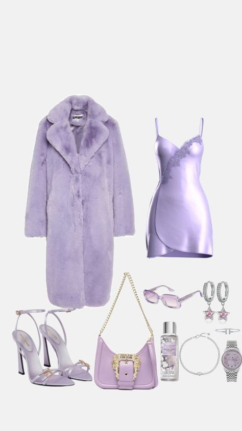 #lilac #lilacoutfit #partyoutift #outfit Bratz Purple, Bratz Aesthetic Outfit, Classy Prom Dresses, Purple Outfits, Prom Dress Inspiration, Prom Outfits, Fashion Design Sketches, Complete Outfits, Really Cute Outfits