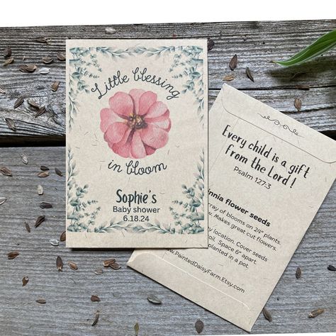 Baby Shower Party Favors Girl, Flower Seed Packets, Christian Baby Shower, Easy To Grow Flowers, Prettiest Flowers, Zinnia Seeds, Baby Shower Party Favor, Seed Packets Favors, Seed Favors