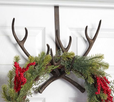 Antler Wreath, Deer Antler Decor, Wreath Holder, Red Berry Wreath, Shell Wreath, Pine Wreath, Wreath Hanger, Berry Wreath, Wreaths & Garlands