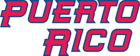 Puerto Rico  Wordmark Logo (2006) - 'Puerto Rico' in red trimmed in blue Puerto Rico Wallpaper, Puerto Rican Power, Looney Tunes Wallpaper, World Baseball Classic, Word Mark Logo, Virtual Museum, Sports Logos, Jersey Logo, Baseball Team