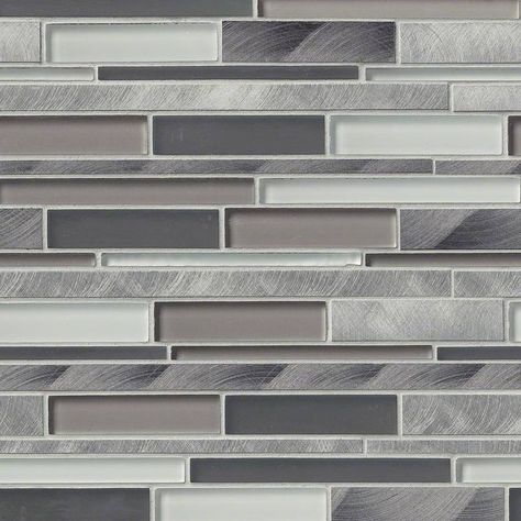 SMOT-GLSMTIL-CS8MM Cityscape Interlocking Pattern 8mm Glass Linear Mosaic Grey White Metal Interlocking Pattern, Bathtub Surround, Beautiful Tiles, Black Backsplash, Grey Floor Tiles, Entry Ways, Glass Tile Backsplash, Bath Tiles, Glass Backsplash