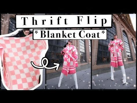 THRIFT FLIP! I MADE A BLANKET COAT / Sewing a Statement Piece DIY Upcycling Vintage Fashion Easy fun - YouTube Blanket Coat Diy, Blanket Jacket Diy, Checkered Coat Outfit, Upcycle Clothes Diy Refashioning, Diy Winter Coat, Diy Blanket, Coat Sewing, Checkered Coat, Diy Coat