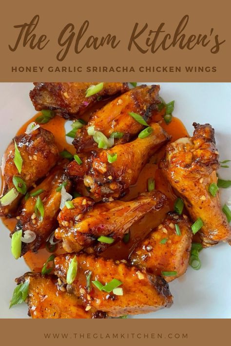 Air fryer chicken wings are definitely a vibe any day of the week. This recipe combines the convenience of cooking with your air fryer with Asian style flavors . This recipe is simple yet significant- and I know y’all are going to love it Siracha Chicken Wings, Garlic Sriracha Chicken, Sriracha Chicken Wings, Honey Sriracha Sauce, Garlic Wings, Honey Sriracha Chicken, Glam Kitchen, Sriracha Chicken, Air Fryer Chicken Wings