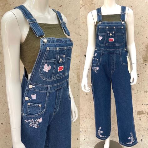 Introducing These Vintage Revolt Overalls, Perfect For A Casual Occasion. The Piece Features Beautiful Embroidery Of Butterflies On The Front, Adding A Unique Touch To Your Outfit. The Overalls Are Made Of 100% Cotton Denim And Are Available In Size M, With Adjustable Straps. Vintage Revolt Clothing Co. Women's 90s Embroidered Butterfly Bib Overalls 100% Cotton Tag Size: M So Cute And Excellent, Brand New Condition! Measurements Taken With Garment Laying Flat. Double Measurements Where Appropria Revolt Overalls, 90s Overalls, Womens Overalls, Blue Jean Overalls, Senior Overalls, Cute Overalls, Vintage Overalls, Denim Overalls Shorts, Jeans Overall