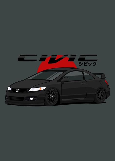 Honda Civic Fb Wallpaper, Honda Civic Black Wallpaper, Honda Civic Artwork, Honda Civic 2010, Civic Jdm, Vw R32, Honda Vtec, Honda Civic Car, Civic Car