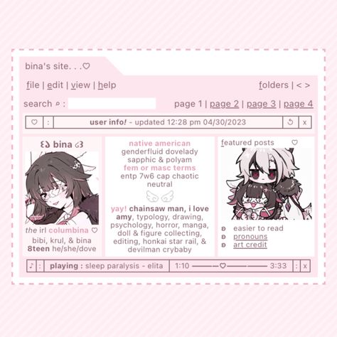 url is mobius.carrd.co ʚ♡ɞ all art is by kyou_039 on twt Aesthetic Carrds, Graphic Design Character, Template Cute, Character Sheet Template, Desain Ui, Cute Website, Chaotic Neutral, Sheet Template, Header Banner