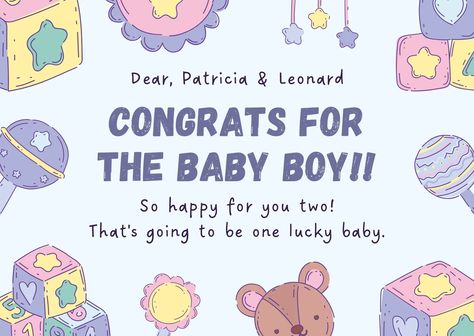 Newborn Greeting Card, Congratulations Greetings, Gift Card Template, Baby Wishlist, Christ Quotes, Congratulations Baby, New Born Baby, Greeting Card Template, Theme Birthday