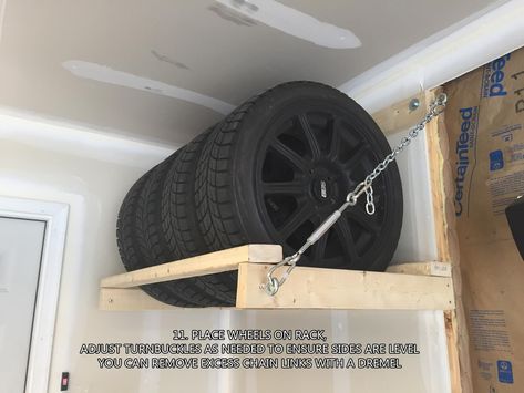 [DIY] : - $50 Tire Rack | Kia Optima Forums Tire Rack Diy Storage, Diy Tire Rack, Tire Storage Rack, Easy Garage Storage, Garage Solutions, Tire Storage, Garage Organisation, Tire Rack, Modern Garage