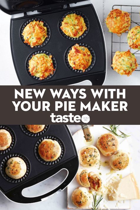 Breville Pie Maker, Baking Snacks, Mini Omelets, Mini Pie Maker, Mini Pie Recipes, Cupcake Maker, Pie Maker, Sausage Roll, Mini Pie