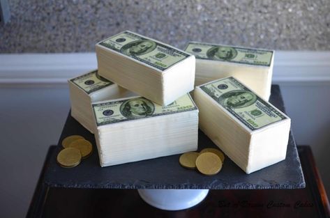 Money Themed Cake, Money Birthday Cake, Golden Birthday Cakes, How To Stack Cakes, Money Cake, Beautiful Cake Designs, Golden Birthday, Cakes For Men, Elegant Cakes