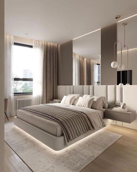 Aesthetic Monochromatic Bedroom Goals Stylish Master Bedrooms, Upholstered Wall Panels, Luxe Bedroom, Luxury Bedroom Master, غرفة ملابس, Elegant Bedroom, Home Design Living Room, Trendy Home, Master Bedrooms Decor