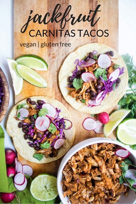 Carnitas Tacos Recipe, Meatless Food, Jackfruit Carnitas, Vegan Jackfruit, Jackfruit Tacos, Jackfruit Recipes, Carnitas Tacos, Latin Recipes, Carnitas Recipe