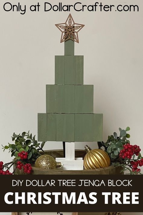 Jenga Block Christmas Tree, Jenga Block Crafts Diy, Jenga Block Christmas, Christmas Tree Dyi, Jenga Block Crafts, Block Christmas Tree, Diy Jenga, Trees Diy, Boho Christmas Decor