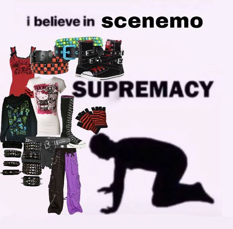 Scene Core Clothes, Scene Vs Scenecore, Scene Kid Poses, Scene Pfps For Discord, 2000 Emo Aesthetic, Emo Artstyle 2000s, Scene Art 2000s, Scenemo Aesthetic, Scenekid Aesthetic