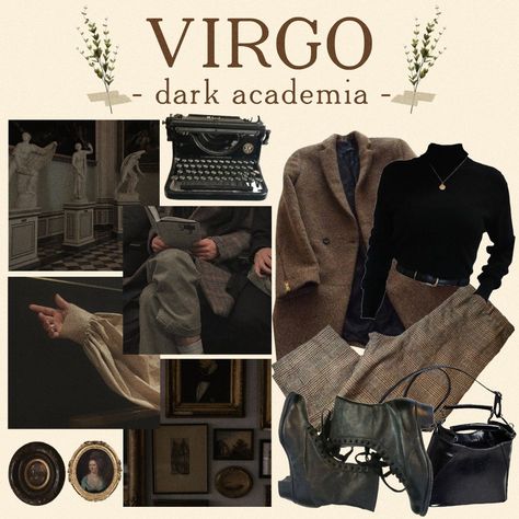 Virgo Lookbook, Virgo Venus Style Outfits, Virgo Outfits, Goth Academia, Academia Aesthetic Outfit, Dark Academia Outfits, Academia Clothes, Dark Academia Style, Dark Academy