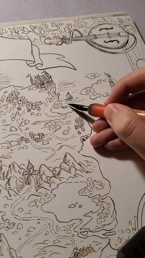 Map Sketch, Fantasy Map Making, Fantasy World Map, Rpg Map, Karten Design, D D Maps, Fantasy Map, Map Design, Drawing Tutorials