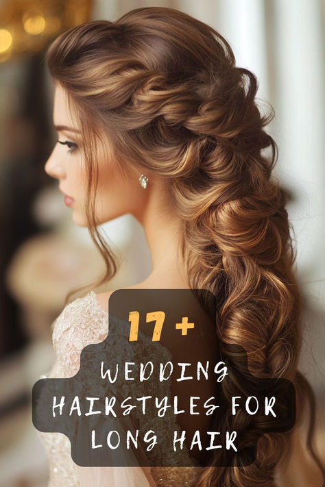 Looking for the perfect hairstyle for your long locks on your big day? Click to explore stunning wedding hairstyles that will turn heads! 💇‍♀️👰 #WeddingHairstyles #LongHair #BridalHair #HairGoals #WeddingPrep Wedding Hairstyles For Long Hair With Veil Half Up, Bride Hairstyles For Long Hair, Gorgeous Wedding Hairstyles, Romantic Bridal Hair, Hair Down Styles, Long Bridal Hair, Wavy Wedding Hair, Elegant Updos, Romantic Wedding Hair