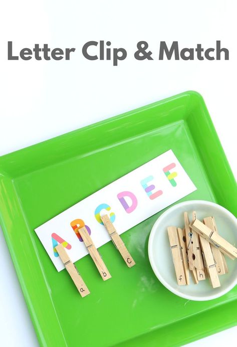 Letter Clip & Match Homemade Board Games For Kids, Preschool Alphabet Activities, Language Activities Preschool, Preschool Language Arts, Letter Learning Activities, Homemade Board Games, Alphabet Centers, Preschool Language, Preschool Alphabet