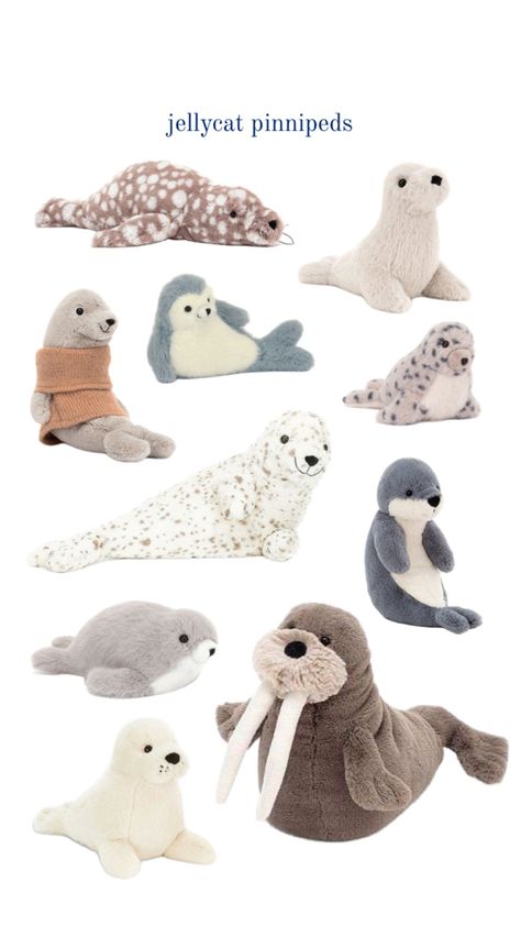 jellycat plushies Seal Jellycat, Jellycat Octopus, Jellycat Plushies, Ranch Family, Jellycat Toys, Jellycat Stuffed Animals, Jelly Cat, Seal Pup, Cat Icon