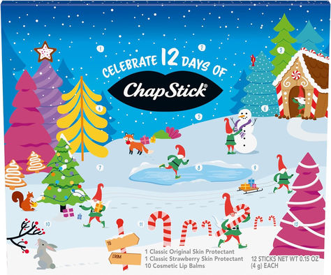 ChapStick Holiday 12 Day Advent Calendar Lip Balm Gift Set - 0.15 Oz Chapstick Gift, Cool Advent Calendars, Chapstick Lip Balm, Holiday Lip, Lip Balm Gift, Vanilla Icing, Lip Balm Tubes, Beauty Advent Calendar, Holiday Day