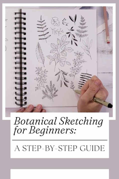 Botanical Drawings Sketchbooks, Botanical Drawings Tutorial, Drawing Botanicals, Sketching For Beginners, Botanical Art Drawing, Realistic Flower Drawing, Leaf Art Diy, Botanical Sketches, Drawing Plants