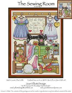 The Sewing Room Cross Stitch Pattern (JE087) Embroidery Patterns by Joan Elliott Charm Packs Fabric, Room Artwork, Cross Stitch Supplies, Sewing Rooms, Cross Stitch Chart, Cross Stitch Kits, Christmas Cross Stitch, Sewing Room, Stitch Design