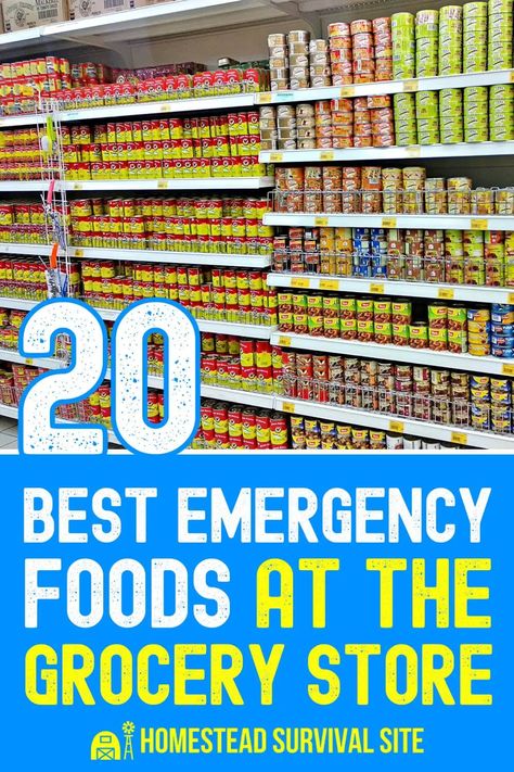 Grocery stores have all kinds of emergency foods that are nutritious and will last a long time. Here's what you should look for. Best Emergency Food, Family Emergency Binder, Can Food, Emergency Binder, Camping Stuff, Family Emergency, Emergency Food, Emergency Supplies, Homestead Survival